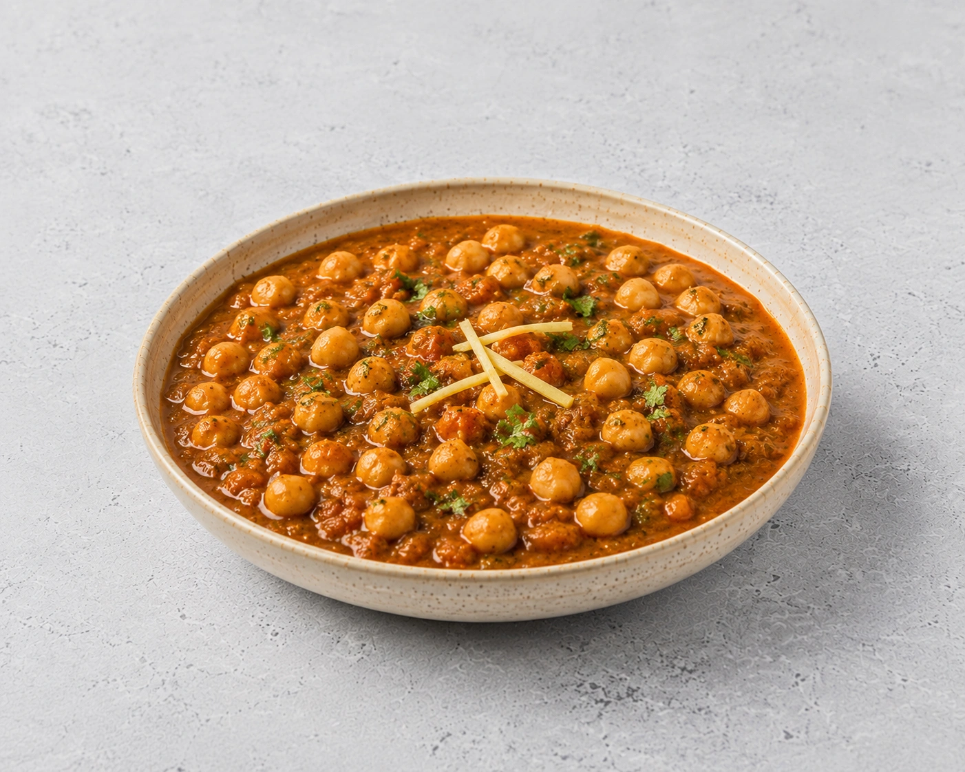 Chana Masala chickpea curry served with jeera rice, salad and papad