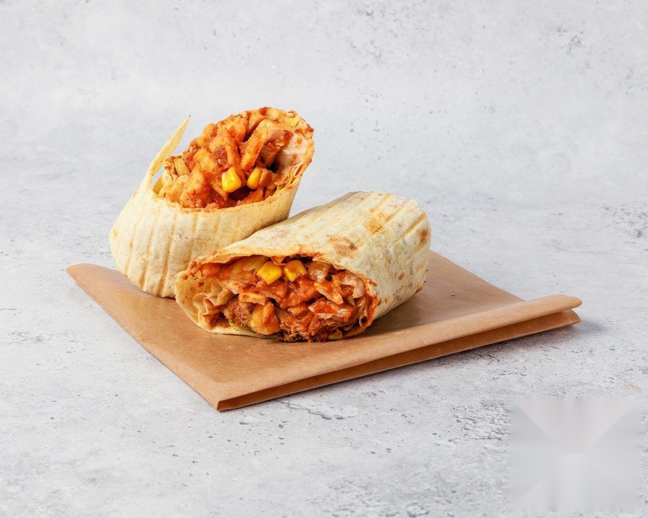 Butter Chicken Wrap sliced open
